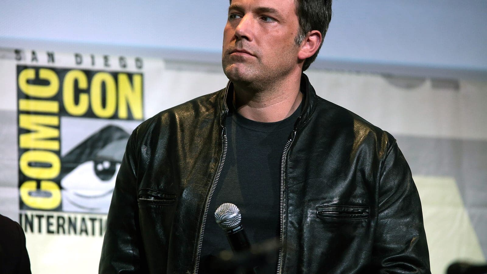 Ben Affleck speaking at the 2016 San Diego Comic Con International, for "Warner Bros. Pictures", at the San Diego Convention Center in San Diego, California.