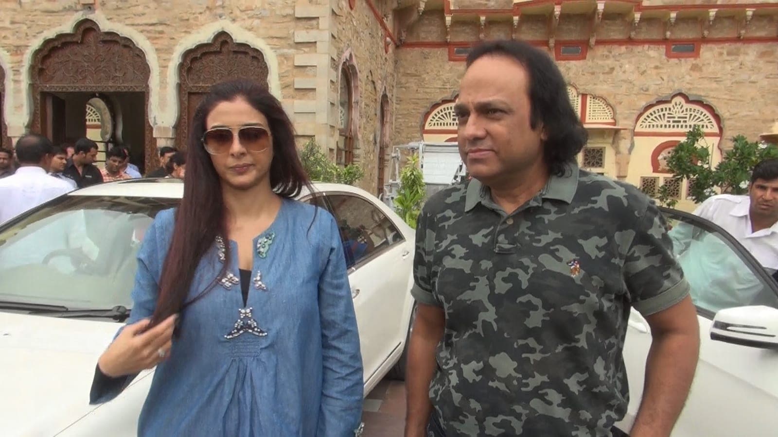 Actress Tabu, who stars across the Hindi Drishyam films, at a promotional event in Jaipur for the 2015 film Drishyam.